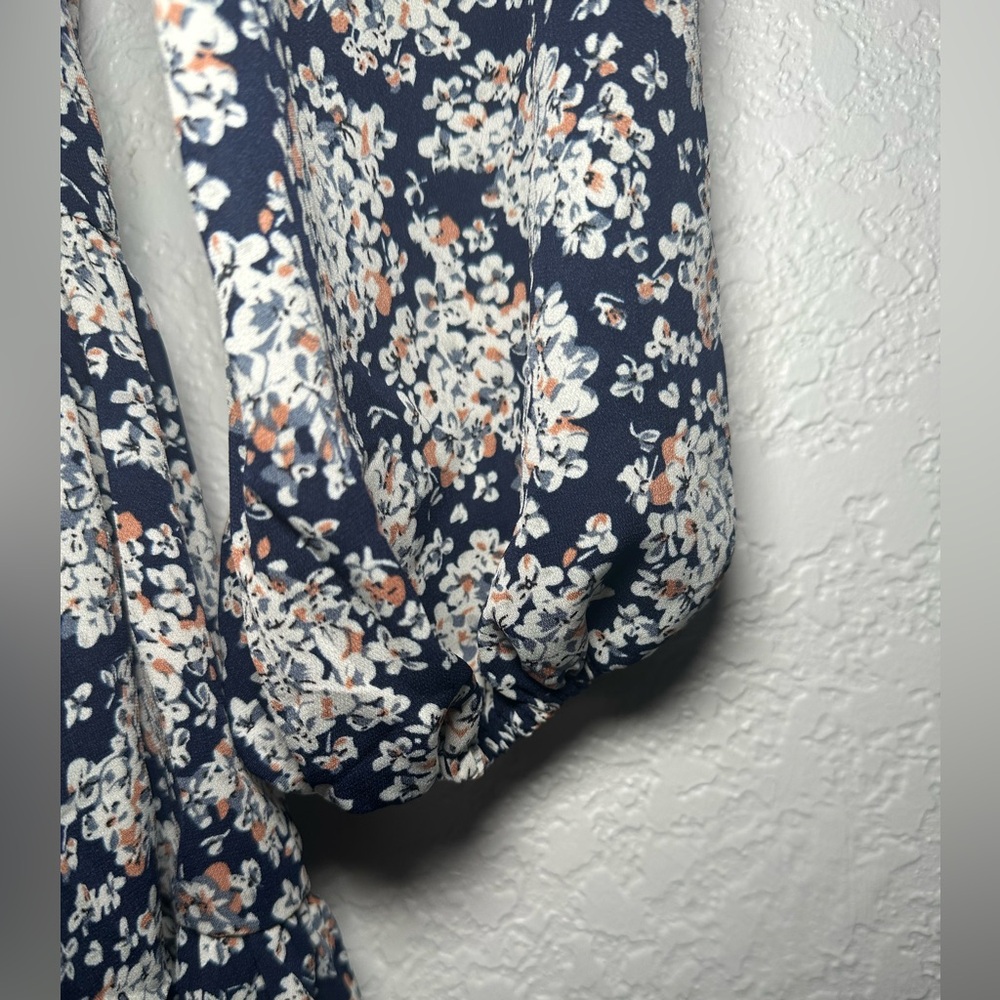 VICI Posy Floral Front Knot Tie Tiered Mini Blue Size Medium Women Dress - Picture 7 of 10
